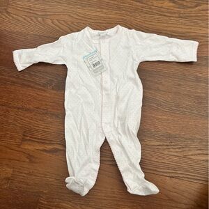 Kissy Kissy White Footed One-Piece with Tiny Pink Dots NWT